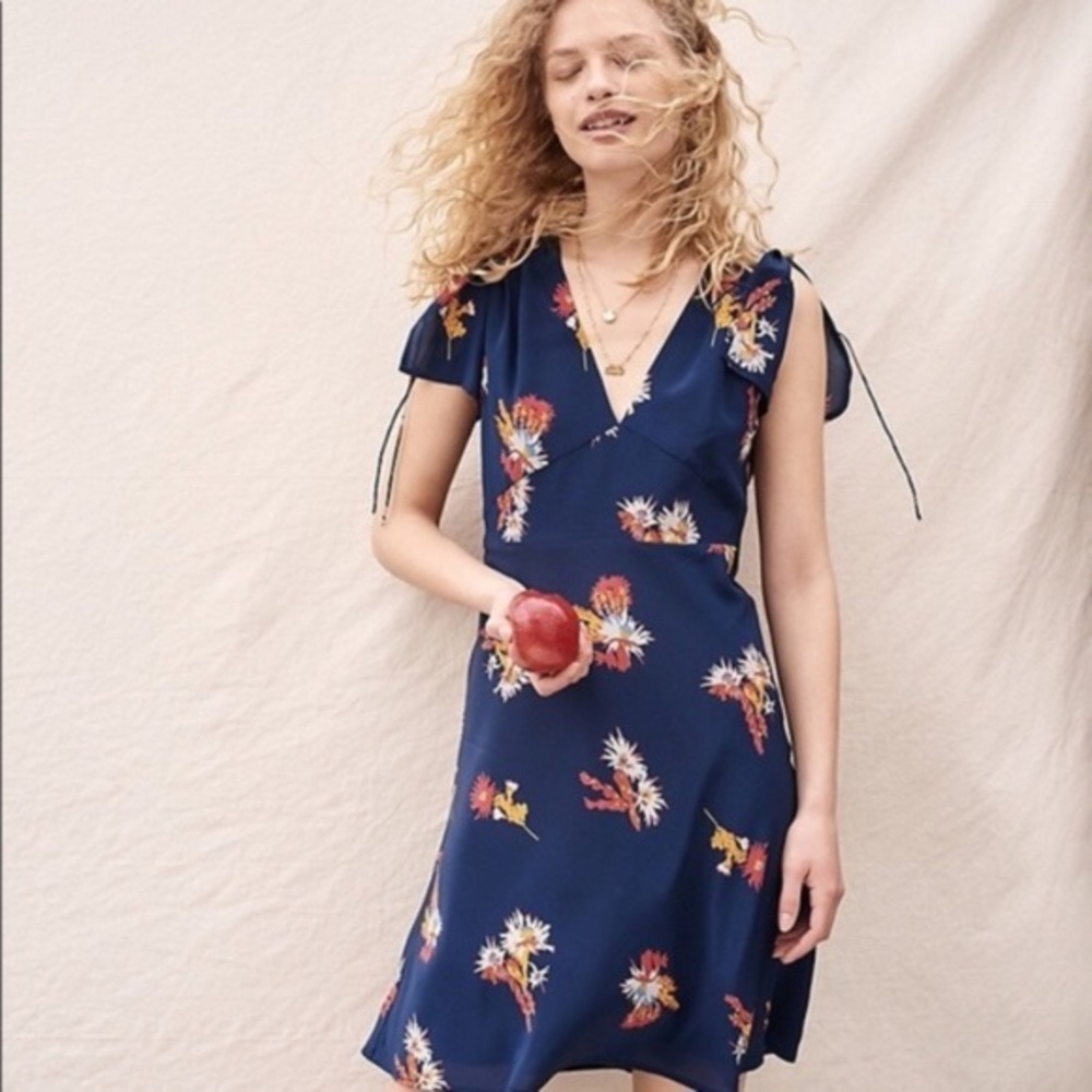 Madewell Silk Poppy Dress in Cactus Flower